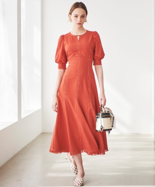 「AND COUTURE」 半袖ワンピース MEDIUM ベージュ レディース_画像3