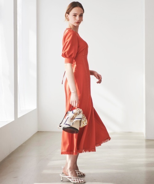 「AND COUTURE」 半袖ワンピース MEDIUM ベージュ レディース_画像5