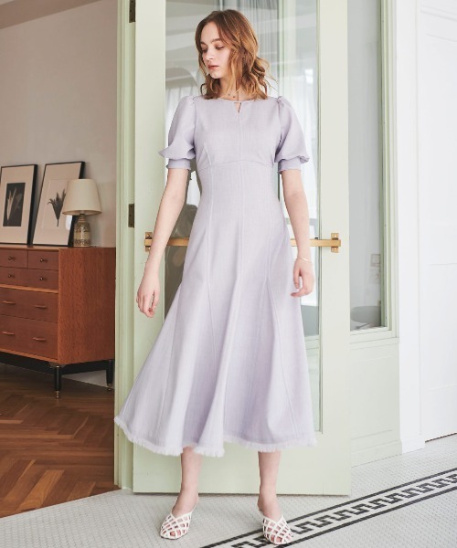 「AND COUTURE」 半袖ワンピース MEDIUM ベージュ レディース_画像9