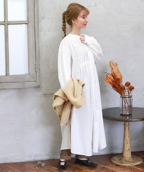 「Crisp」 長袖ワンピース FREE ホワイト レディース_画像4