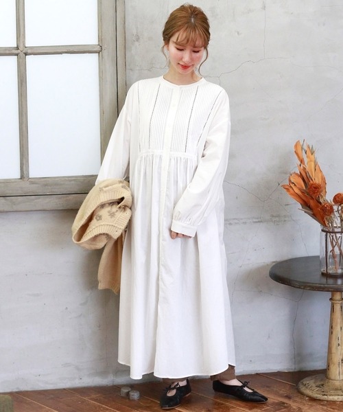 「Crisp」 長袖ワンピース FREE ホワイト レディース_画像8