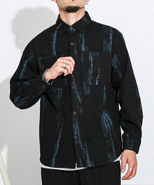 グッチ　ヴィンテージ　ブラックデニムシャツ LUXSTYLE（ラグスタイル） シャツ グランジペイント加工ブラックデニム