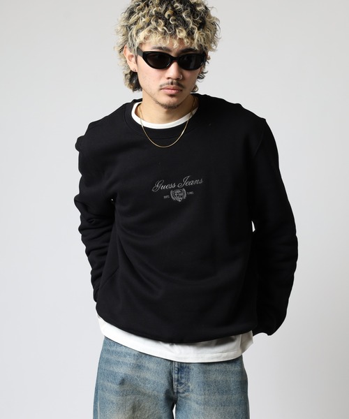 トレーナー スウェット GUESS JEANS ロゴ刺繍スウェットシャツ メンズ