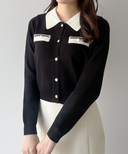 「mipiarl」 ニットカーディガン MEDIUM アイボリー レディース_画像3