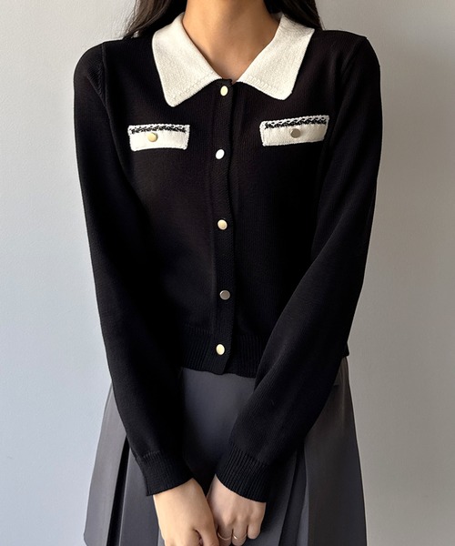 「mipiarl」 ニットカーディガン MEDIUM アイボリー レディース_画像6