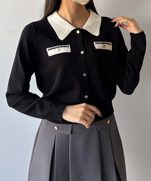 「mipiarl」 ニットカーディガン MEDIUM アイボリー レディース_画像7