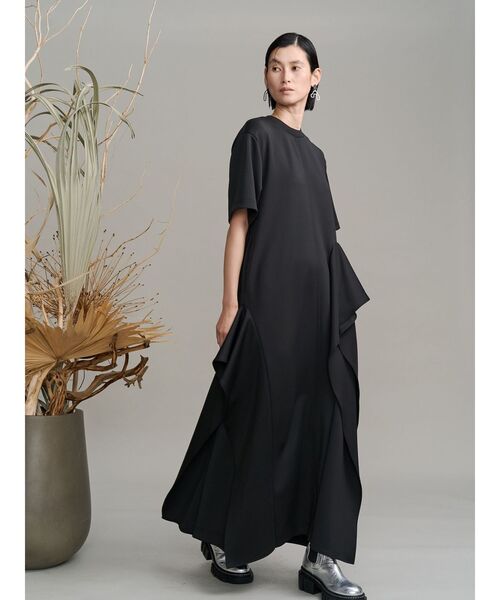 UN3D.（アンスリード） ワンピース ASYMMETRY RUFFLE JERSEY OP