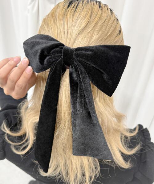 WEGO（ウィゴー） ヘアクリップ WEGO/ベロアBIGリボンバレッタ