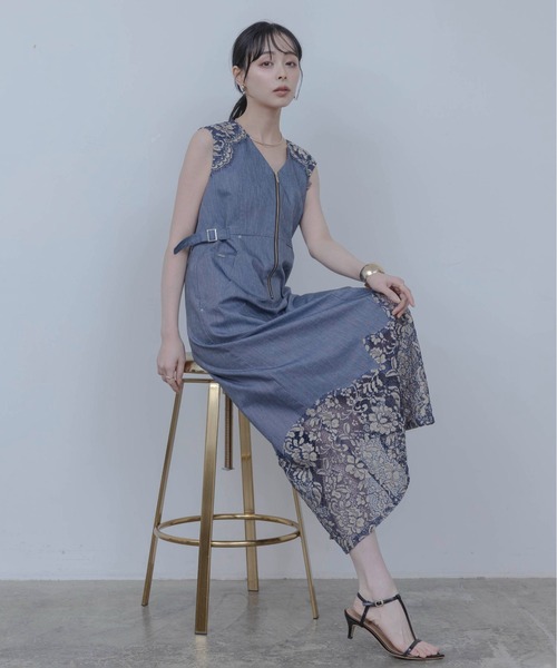 【新品】Eimee Law サイドライン レース ブルゾン ネイビー 甘辛MIX エイミーロウ/Eimee Law | 20ｰtwentyｰ