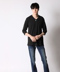 tシャツ ランダムテレコ Vネック 七分袖カッ...の詳細画像1