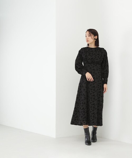 「NATURAL BEAUTY BASIC」 長袖ワンピース MEDIUM ブラウン系その他 レディースの画像