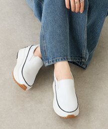 ビアズリー　ホワイト　スニーカー　24センチ　白　厚底　スリッポン BEARDSLEY（ビアズリー） スニーカー 「本革」レザースリッポン