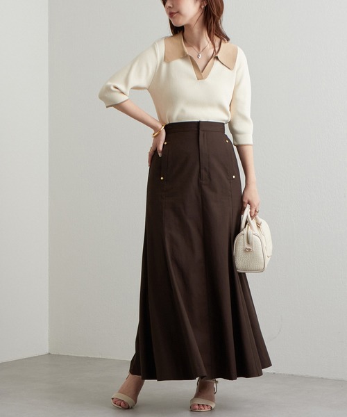 「natural couture」 7分袖ニット FREE グレイッシュベージュ レディース_画像6