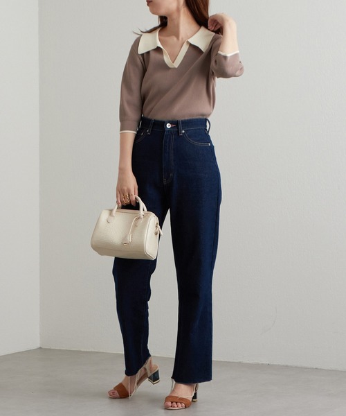 「natural couture」 7分袖ニット FREE グレイッシュベージュ レディース_画像9