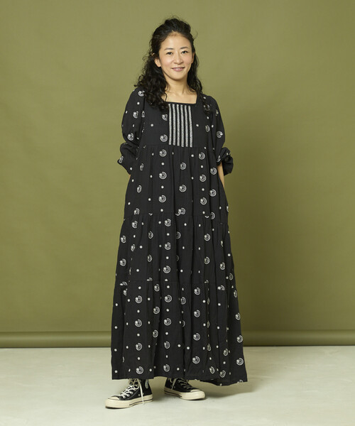 「Freada」 長袖ワンピース ONE SIZE ブラウン レディース_画像2