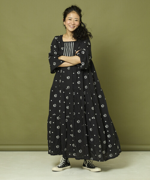 「Freada」 長袖ワンピース ONE SIZE ブラウン レディース_画像9