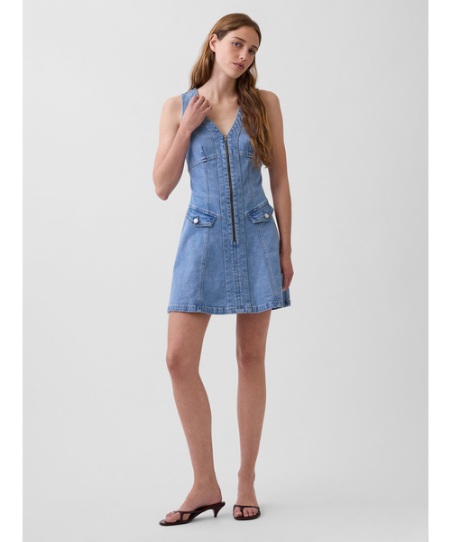 GAP（ギャップ） ワンピース デニム シーム フロントファスナー ミニ 