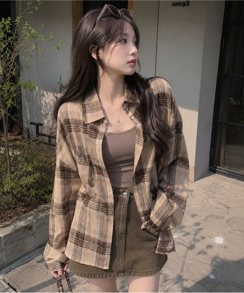 ☆bluelea シースルーチェックブラウス CERCA ブラウス シャツ 「Bls」 「ZL」「Bling Leads」シースルー