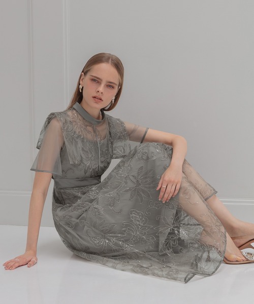 「Leja」 半袖ワンピース SMALL グレー レディース_画像2
