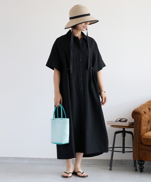 「cepo」 シャツワンピース M ブラック×ホワイト レディース_画像9