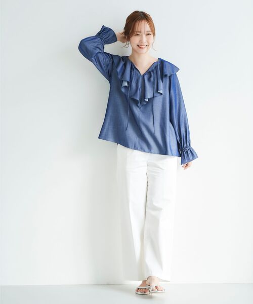 「le.coeur blanc」 長袖ブラウス 38 ネイビー レディース_画像8