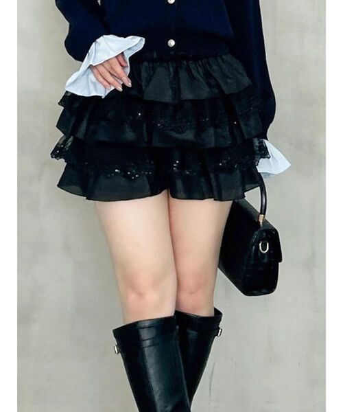 dazzlin（ダズリン） パンツ レースレイヤードフリルショートパンツ