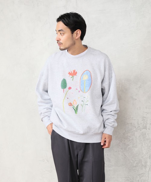 トレーナー スウェット Common Noun/Flower Ran Miyazaki 裏起毛クルースウェット レディース メンズ トレーナー スウェット Common Noun/Flower Ran Miyazaki 裏起毛