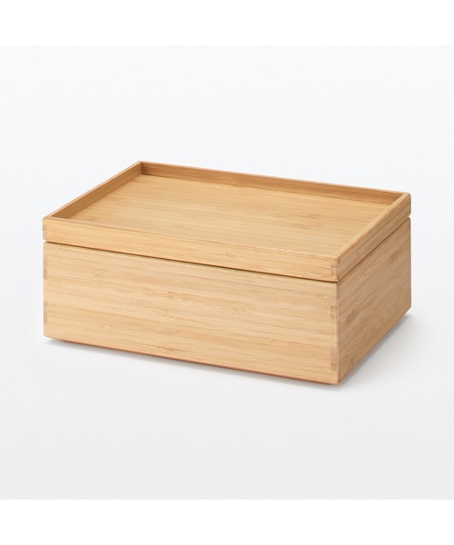 無印良品（MUJI） 収納 重なる竹材長方形ボックス ハーフ 小 約幅26