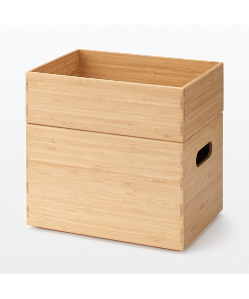 無印良品（MUJI） 収納 重なる竹材長方形ボックス ハーフ 小 約幅26