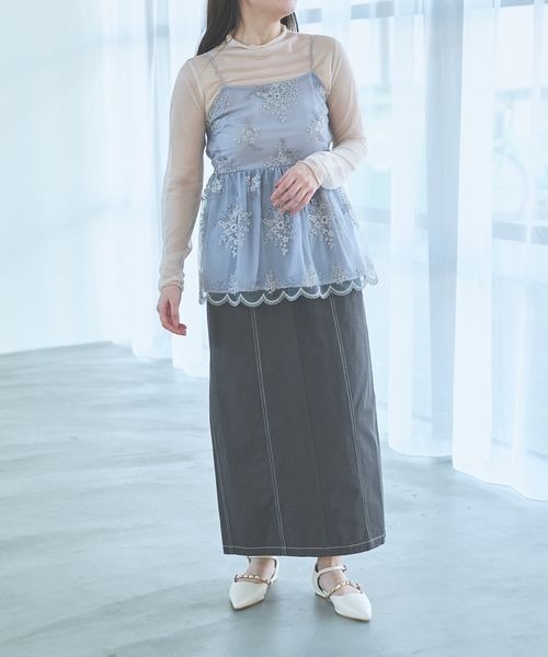 MMSC出品 STYLEMIXER スカート メタリックナロースカート : ZOZOTOWN