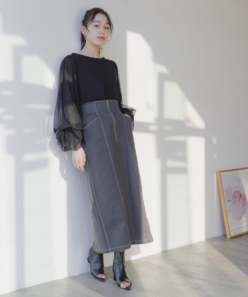 mysty woman スカート フロントZIPナロースカート 106941