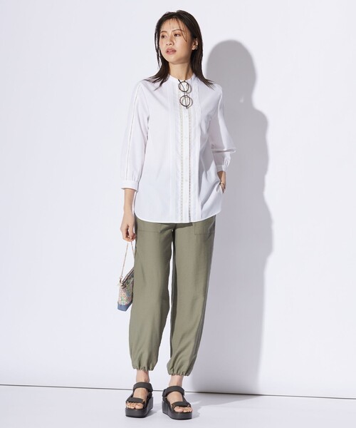 ブラウス シャツ 「洗える」配色ピンタックブラウス レディース trim_ofcrs_item40e5e3b4b5a011e