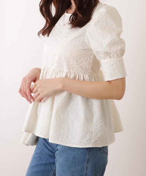 Lace Ladies（レースレディース） バックリボン 5分袖 パフスリーブ