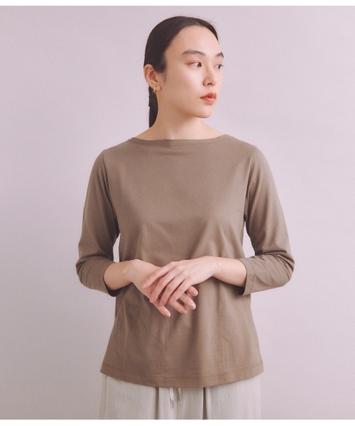 tシャツ 「Elama」Organic Cotton Cross Jersey ボートネックプルオーバー レディース