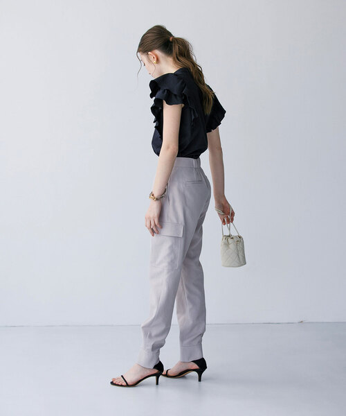 【おしゃれ⭐La TOTALITE】ボルドー　カットソー　フリル　後ろファスナー La Totalite｜La Totalite フリルポーチ | Rakuten Fashion(楽天