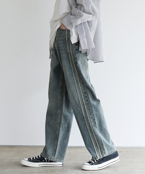 東*雲様 ジャパンヴィンテージ　Y ASM A CU S T O M ヤスマカス VINTAGE WASHED CURVED DENIM（デニムパンツ）｜WYM LIDNM（ウィム