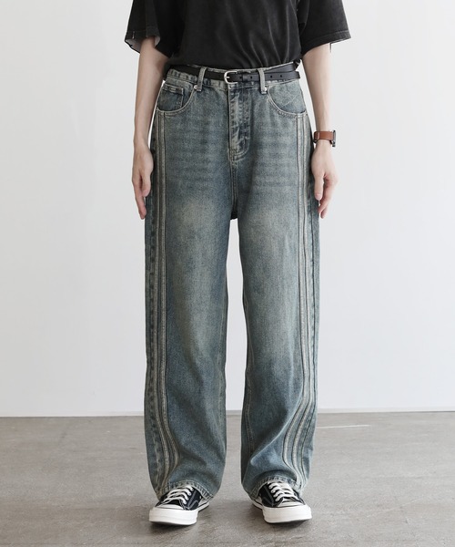 東*雲様 ジャパンヴィンテージ　Y ASM A CU S T O M ヤスマカス VINTAGE WASHED CURVED DENIM（デニムパンツ）｜WYM LIDNM（ウィム