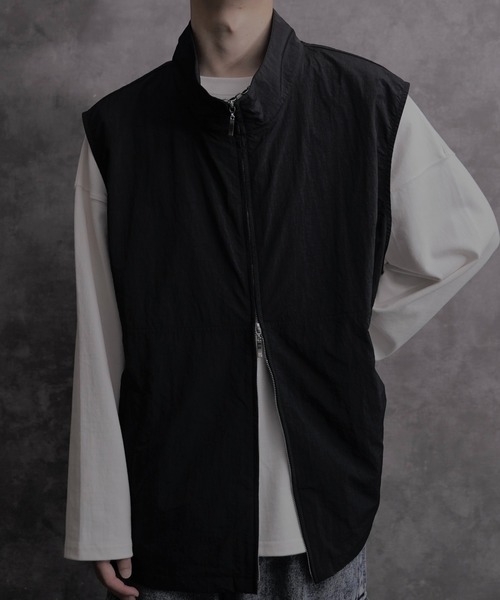 INTER FACTORY ベスト ジレ しの - Side Zip Slit Nylon Vest