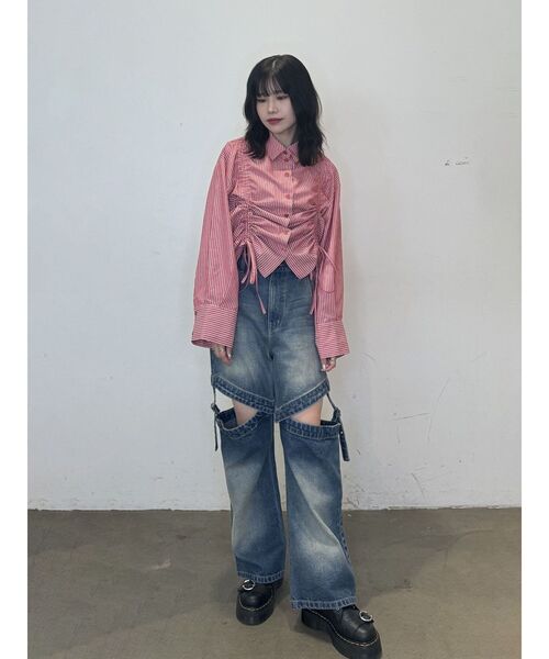 ブラウス シャツ リボン ギャザー ブラウス レディース jouetie ブラウス シャツ リボンギャザーシャツ レディース