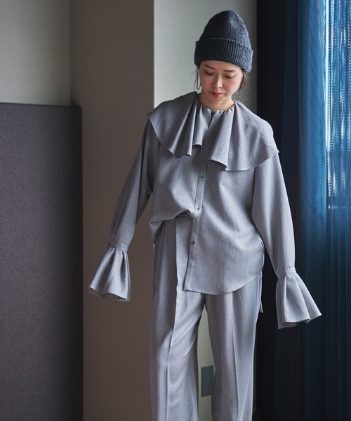 ブラウス シャツ Ruffle pinstripe shirt レディース メンズ
