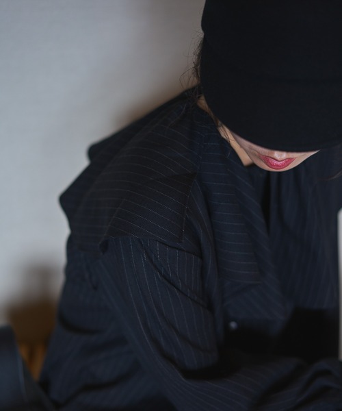 ブラウス シャツ Ruffle pinstripe shirt レディース メンズ oll（ファッション） ブラウス シャツ Ruffle pinstripe shirt