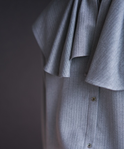 oll（ファッション） ブラウス シャツ Ruffle pinstripe shirt
