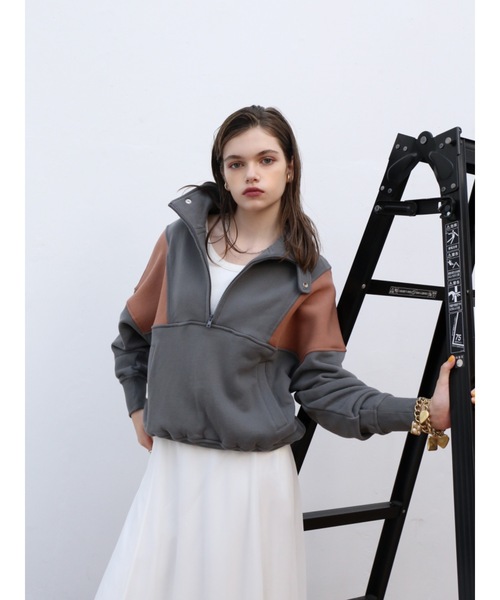 トレーナー スウェット half zip sweat レディース