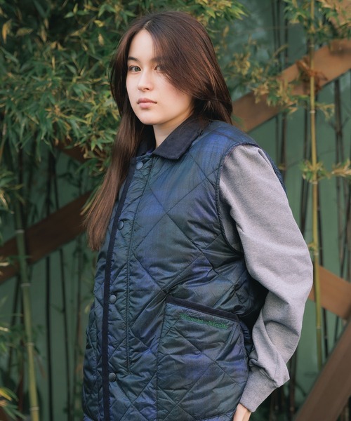 【美品】【撥水】SHE Tokyo ノースリーブロングベスト ネイビー 美品】【撥水】SHE Tokyo ノースリーブロングベスト ネイビー 美