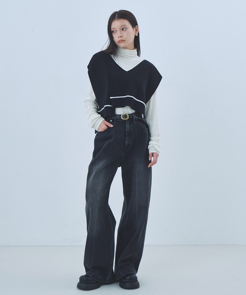 UNITED TOKYO ブラック ノースリーブ ベスト　ジレ UNITED TOKYO（ユナイテッドトウキョウ） ベスト ジレ バックロング