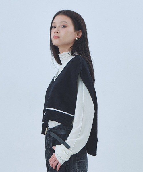 UNITED TOKYO ブラック ノースリーブ ベスト　ジレ UNITED TOKYO（ユナイテッドトウキョウ） ベスト ジレ バックロング