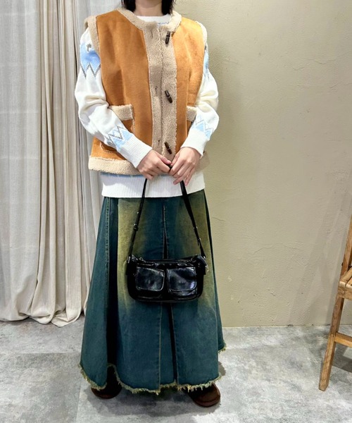 ムートンコート ボアコート トグルボタンムートンボアベスト