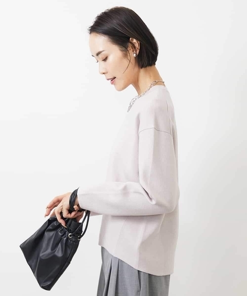 MICHEL  / ミッシェルクラン クルーネックラメニットプルオーバー MICHEL KLEIN ニット セーター クルーネックラメニットプル