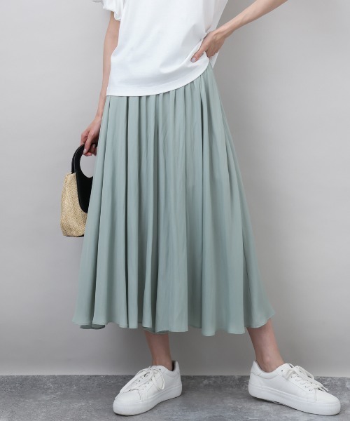 MK MICHEL KLEIN パンツ サテンガウチョパンツ/接触冷感/洗える