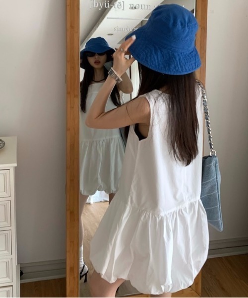 ティアード ワンピース サック ノースリーブ バルーン スカート LADY LIKE ワンピース 「春夏新作」バルーンスカートタンク